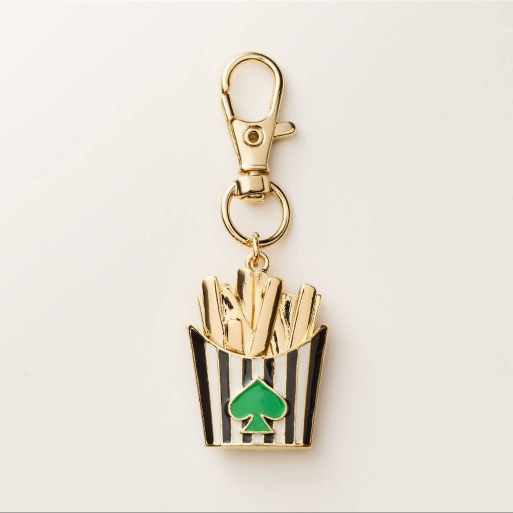 Kate Spade X Target Gold and Black Striped French Fry Keychain NWT